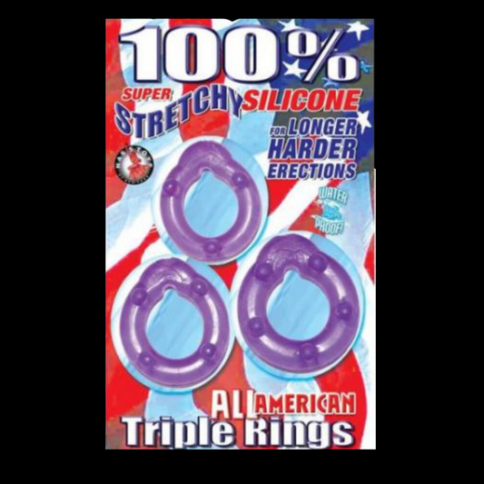 All American Triple Cock Rings (clear/purple)